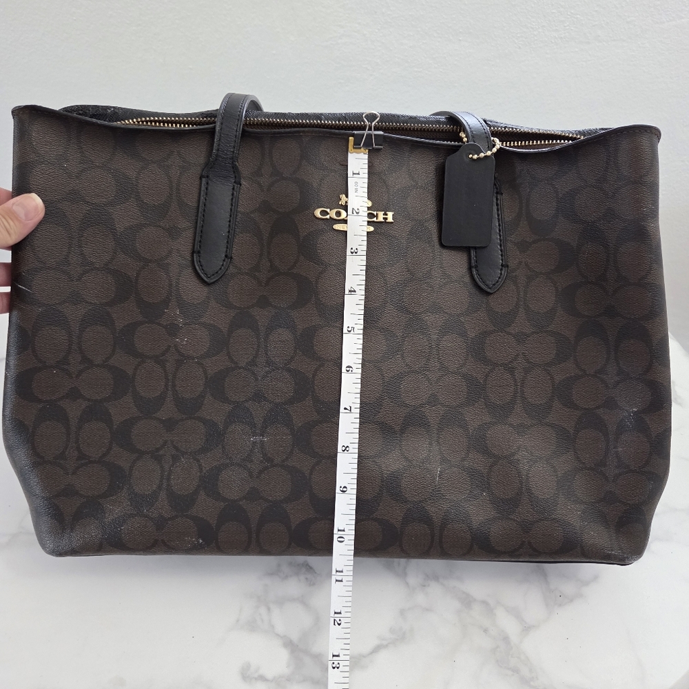 Coach Signature Tote Bag Brown and Black - Picture 15 of 16